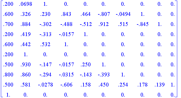 matrix([[.200, .698e-1, 1., 0., 0., 0., 0., 0., 0.,...