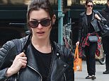Mandatory Credit: Photo by Startraks Photo/REX Shutterstock (4616450e)\n Anne Hathaway\n Anne Hathaway out and about, New York, America - 07 Apr 2015\n Anne Hathaway Dons Leather Jacket and Plaid Shirt in Soho\n