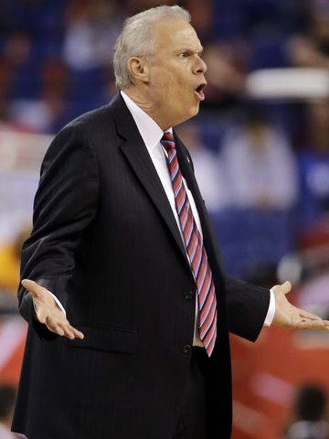Wisconsin head coach Bo Ryan reacts after a missed